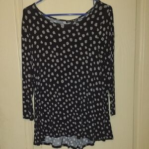 Cable & Gauge Black 3/4 Sleeve Relaxed Blouse